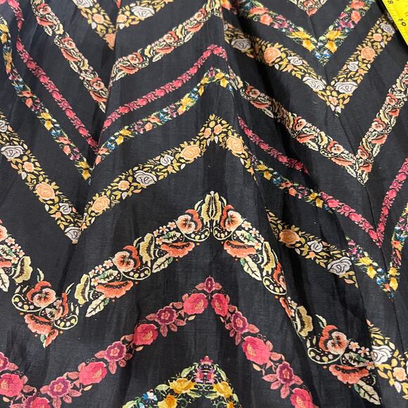 NWT La Fuori 100% silk flare midi skirt medium boho floral print side zip - Picture 8 of 9